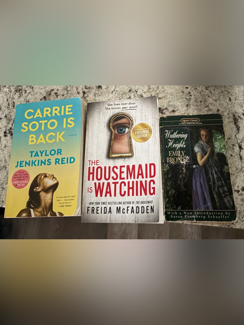Book bundle - Carrie Soto is Back. The Housemaid Is Watching. Withering Heights